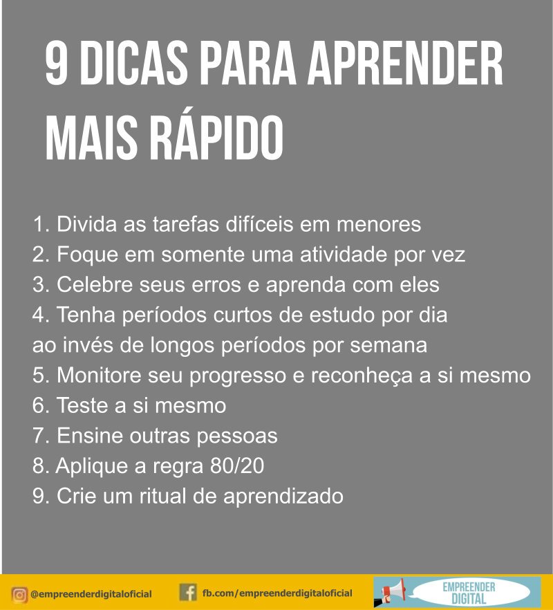 9 dicas para aprender tudo 10x mais rápido